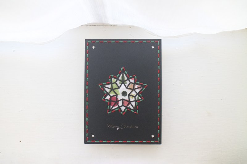 璀璨星光－黑色版－手縫夾心卡－雷雕 手工卡片－聖誕節 - 卡片/明信片 - 紙 黑色