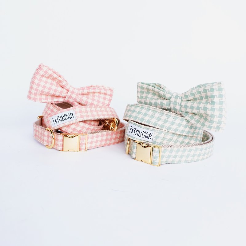 Pink & Green Diamond (2 sets of 3 pieces). - Collars & Leashes - Other Materials Pink