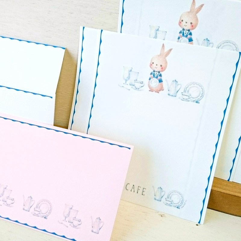 うさぎカフェ　ミニレター - 信封/信紙 - 紙 粉紅色