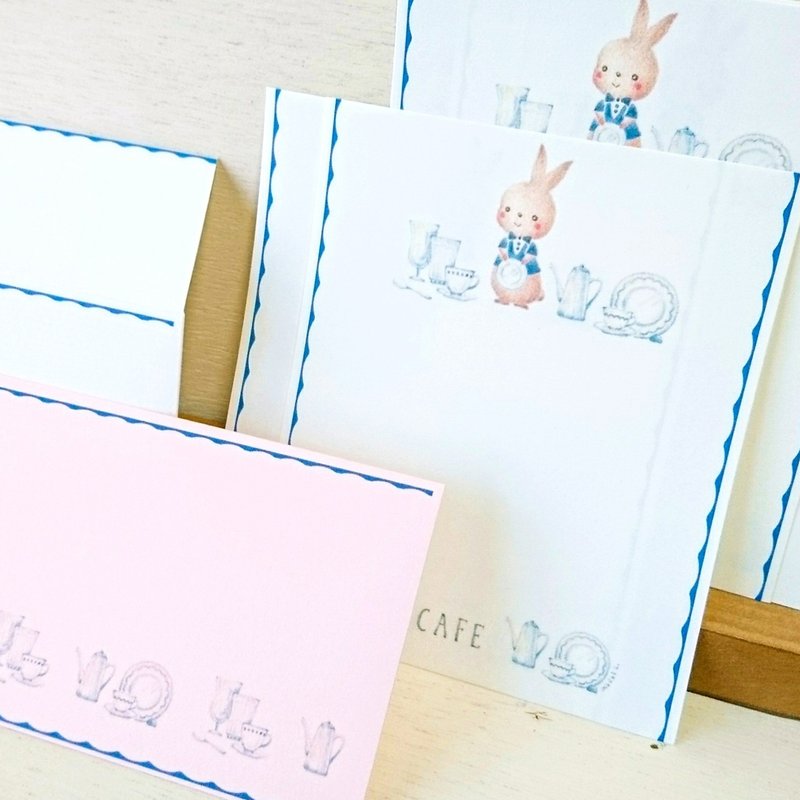 うさぎカフェ　ミニレター - 信封/信紙 - 紙 粉紅色
