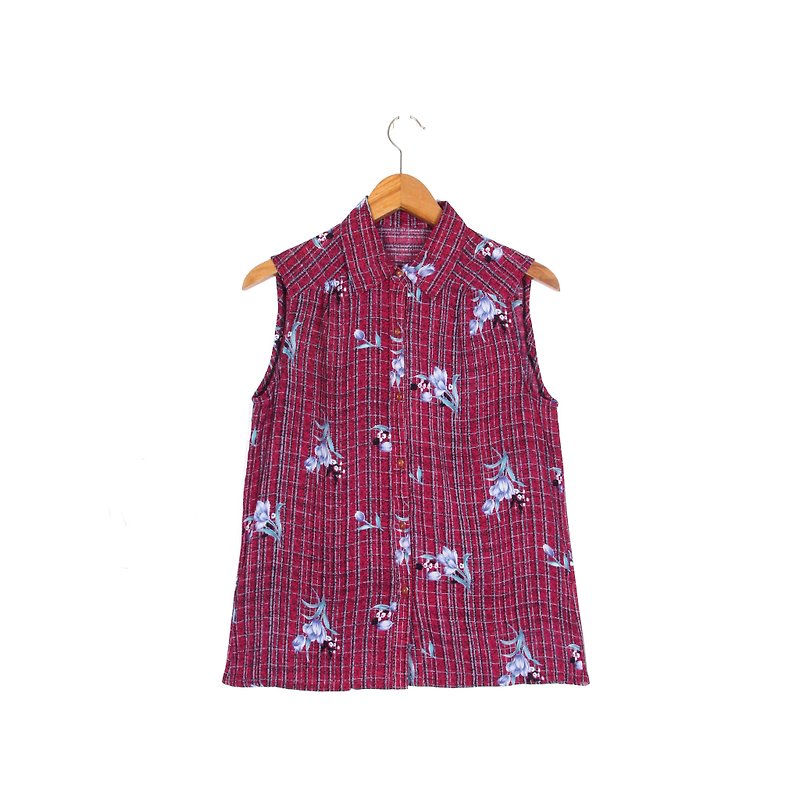 [Egg plant ancient] purple red decal embroidery ancient shirt - เสื้อเชิ้ตผู้หญิง - เส้นใยสังเคราะห์ สีม่วง