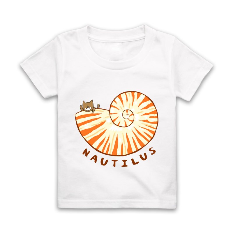 Letter N-NAUTILUS Sleeve T-Shirt - White - เสื้อยืด - ผ้าฝ้าย/ผ้าลินิน ขาว