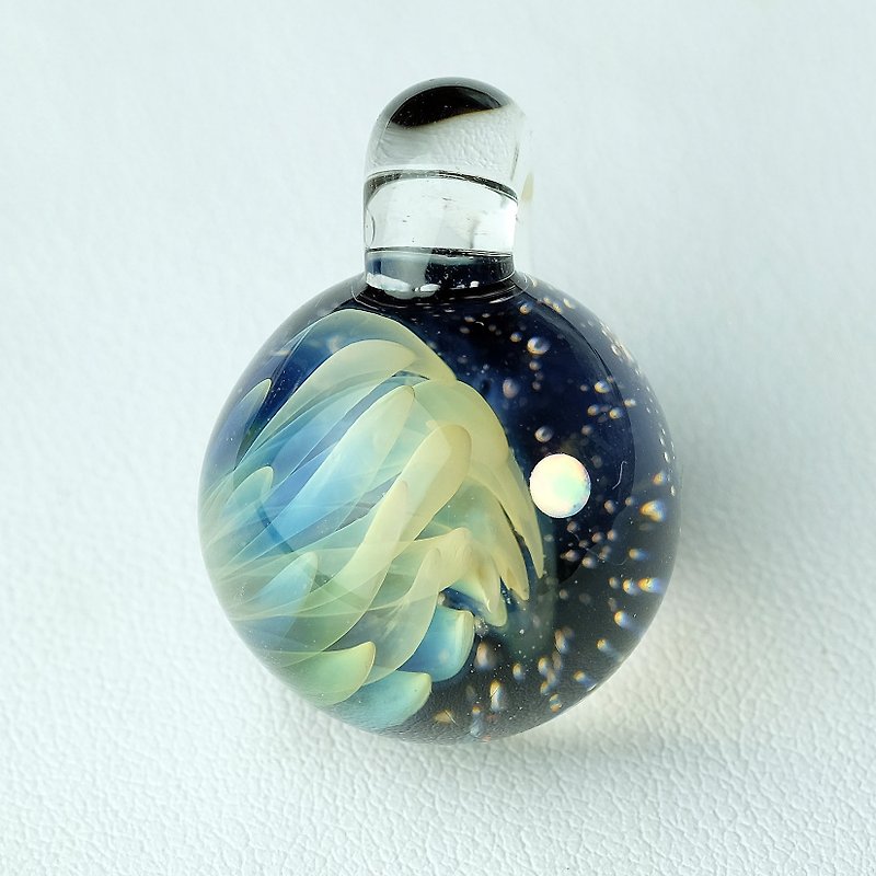Another World Universe Planets Space Handmade Lampwork Glass Pendant - Necklaces - Glass Black