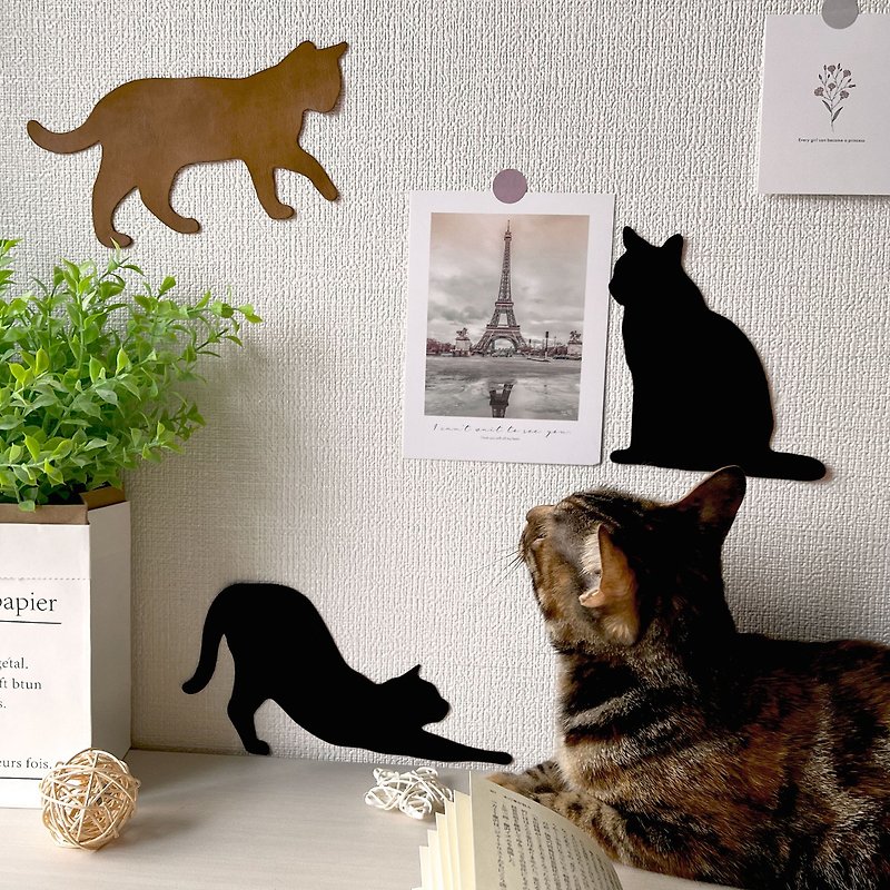 1 cat wall sticker CATDE [Shipped within 10-21 days] - Wall Décor - Faux Leather Black