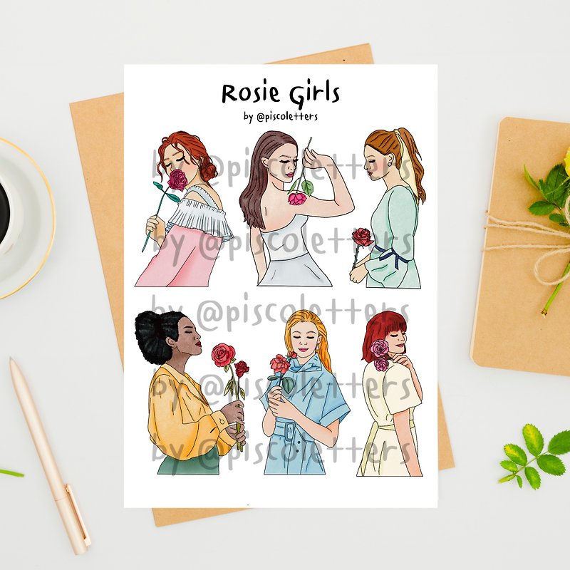 Rosie girl digital sticker - 電子似顏繪/繪畫/插畫 - 其他材質 