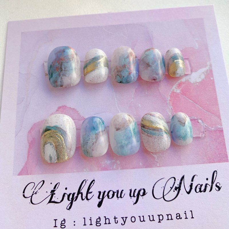 Light you up Songhua Biyan/Wearing Nails/Customized Nail Art Patch NA 81 - Nail Polish & Acrylic Nails - Other Materials Blue