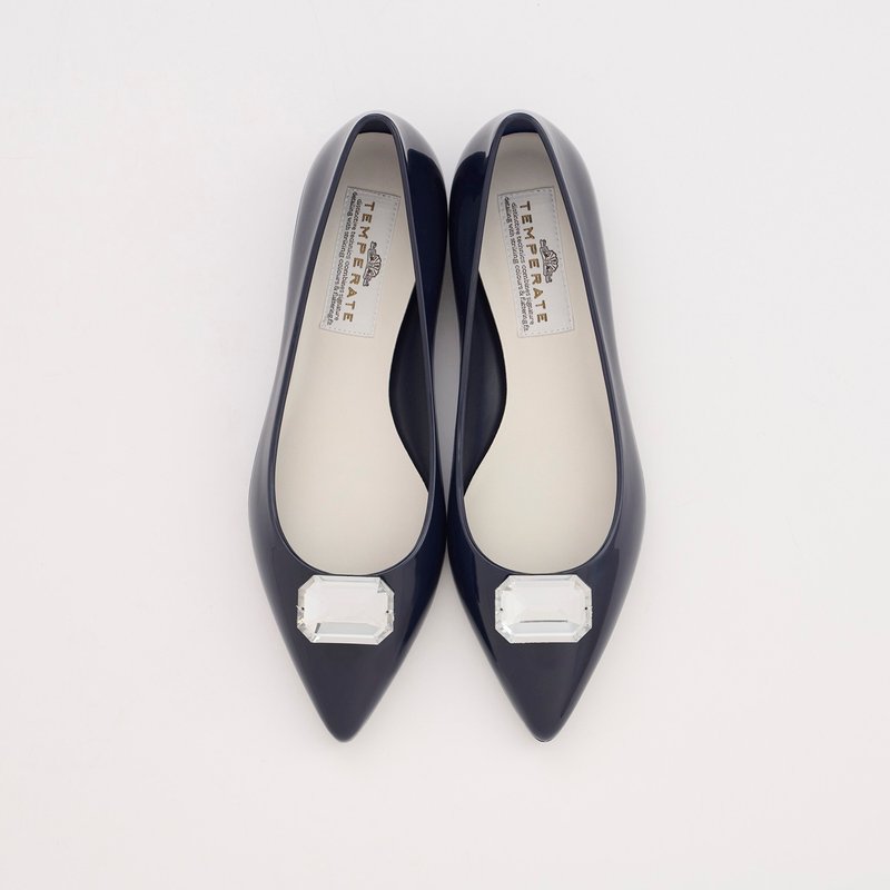 CECILIA (NAVY) PVC POINTED TOE FLATS  ポインテッドトゥ パンプス - 雨鞋/防水鞋 - 防水材質 藍色