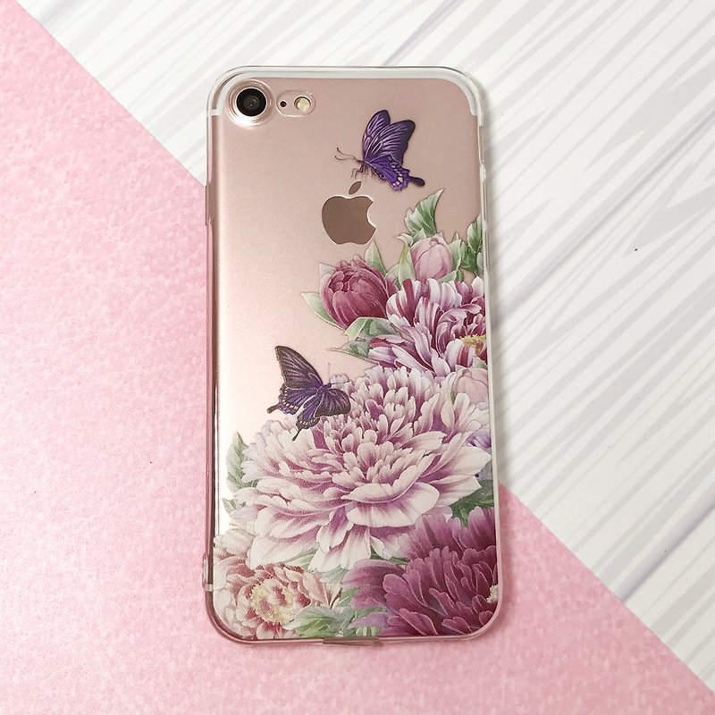 豊かな花 -  iPhone 7オリジナル携帯ケース/ソフトシェル/透明 - スマホケース - プラスチック レッド