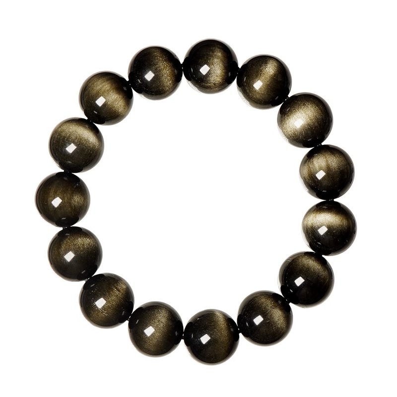 【正佳珠寶】金曜石 超頂級貓眼金曜 13.8-14.2mm 貓眼金曜石手珠 - 手鍊/手環 - 半寶石 多色