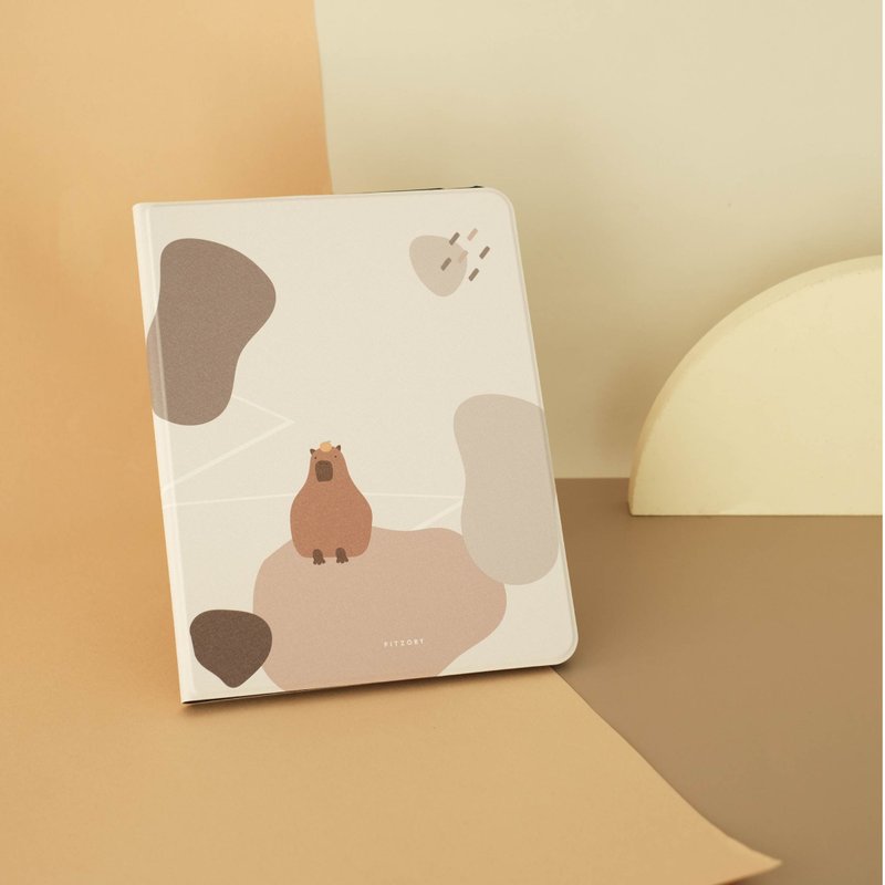 【FITZORY】Zoo healing color block capybara | iPad case - Tablet & Laptop Cases - Plastic Multicolor