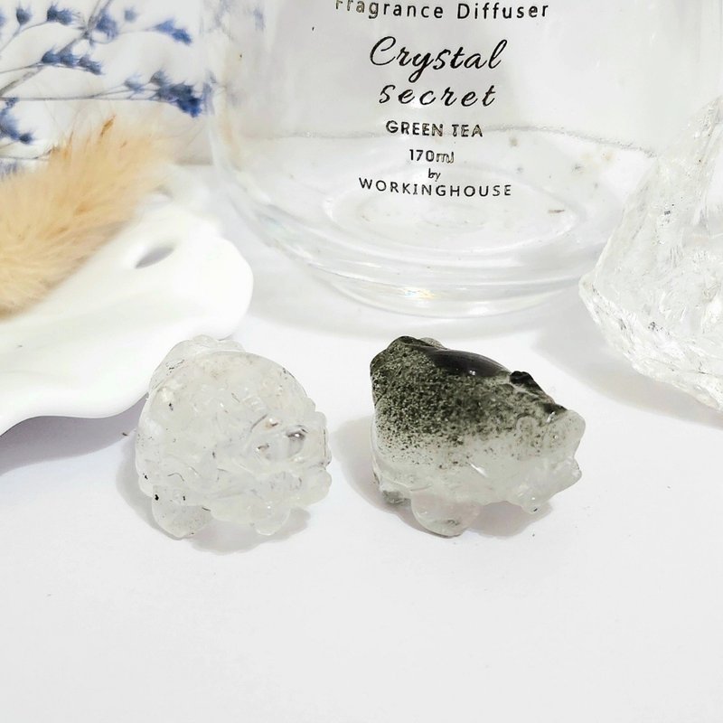 黑雲母龍龜/綠幽靈龍龜 - 擺飾/家飾品 - 水晶 綠色