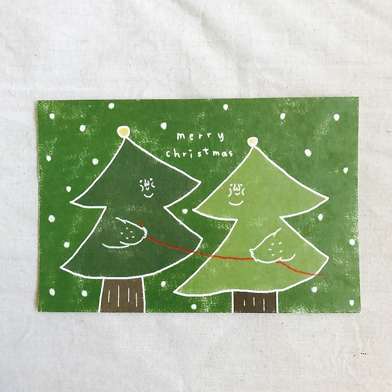 Christmas postcard / meat tree - Cards & Postcards - Paper 