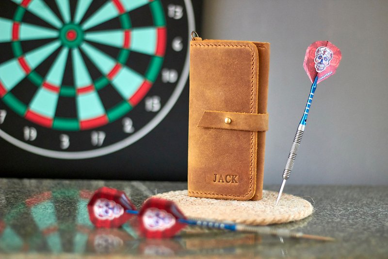 Personalized Leather Darts Case, Gift for Dart Player - 其他 - 其他材質 橘色