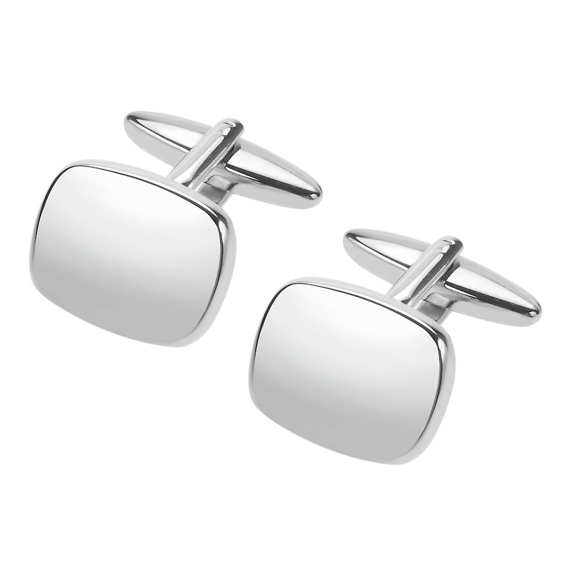 High Polished Silver Soft Rectangle Cufflinks - Cuff Links - Other Metals Silver