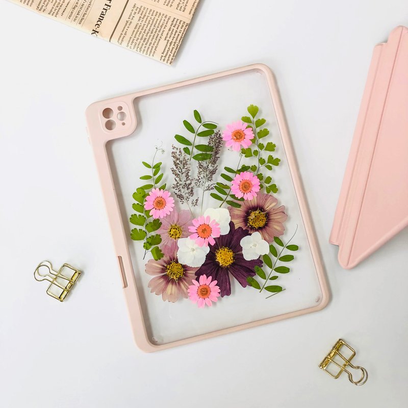 Purple Pink White and Green Branches Pressed Flower iPad Case iPad Air 11in 13in - เคสแท็บเล็ต - พืช/ดอกไม้ 