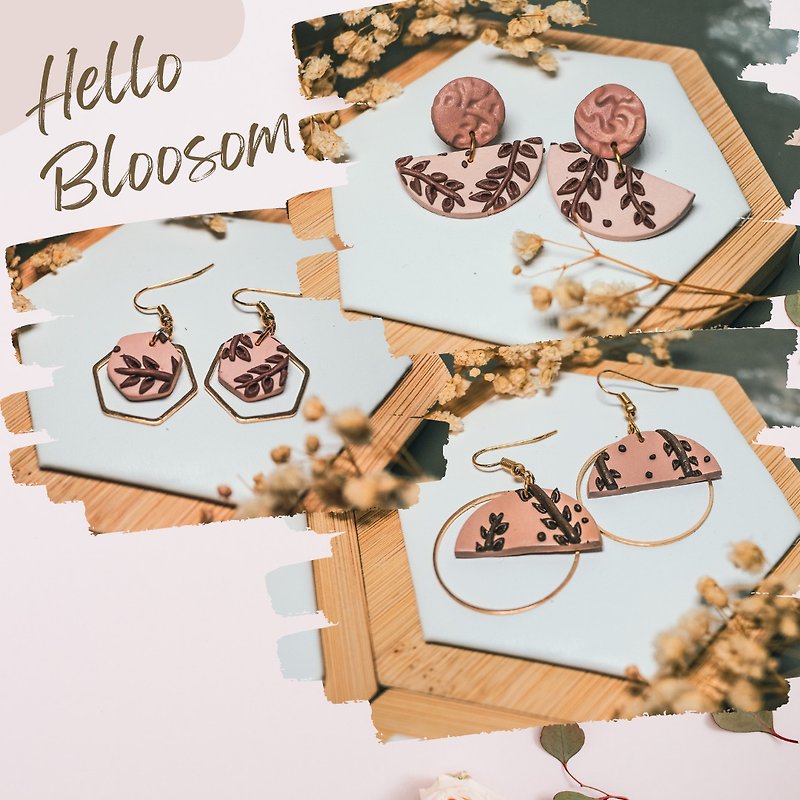 [Brown Flower Season] Series—Handmade Soft Pottery Earrings/ Clip-On