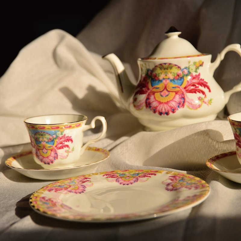 UK RK | Grand Cabinet Blenheim Palace 22K Gold Afternoon Tea Gift Box / Set of 7 - Teapots & Teacups - Porcelain 