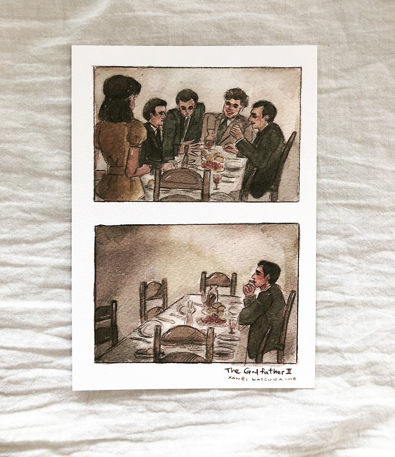 The Godfather 2 movie illustration postcard Michael Corleone