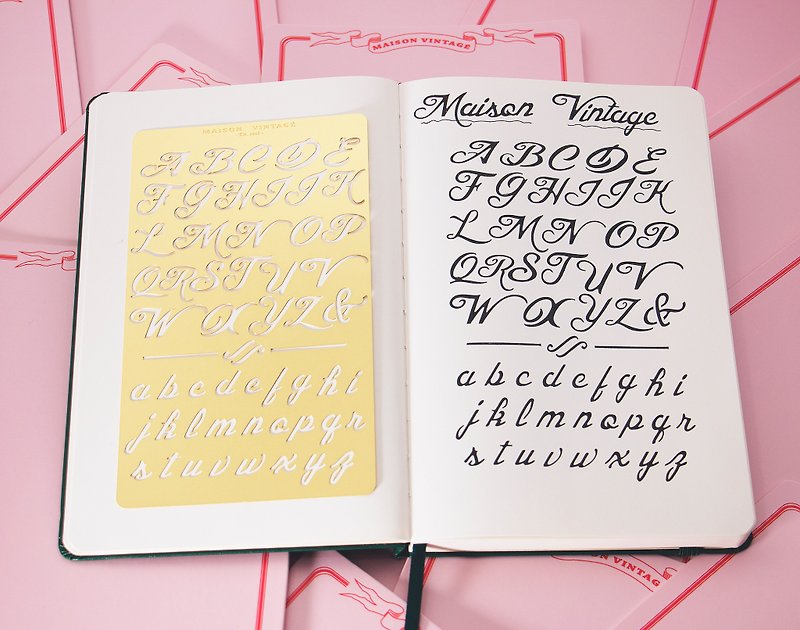 Bullet Journal Stencil, calligraphy planner stencil fits A5 journal, wedding inv - อื่นๆ - ทองแดงทองเหลือง สีทอง
