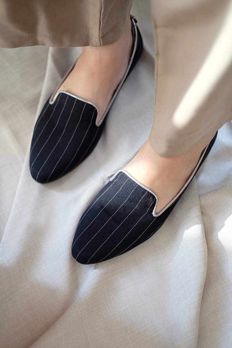 Nancy Loafers (低跟) 英倫系 | WL - 女牛津鞋/樂福鞋 - 棉．麻 藍色
