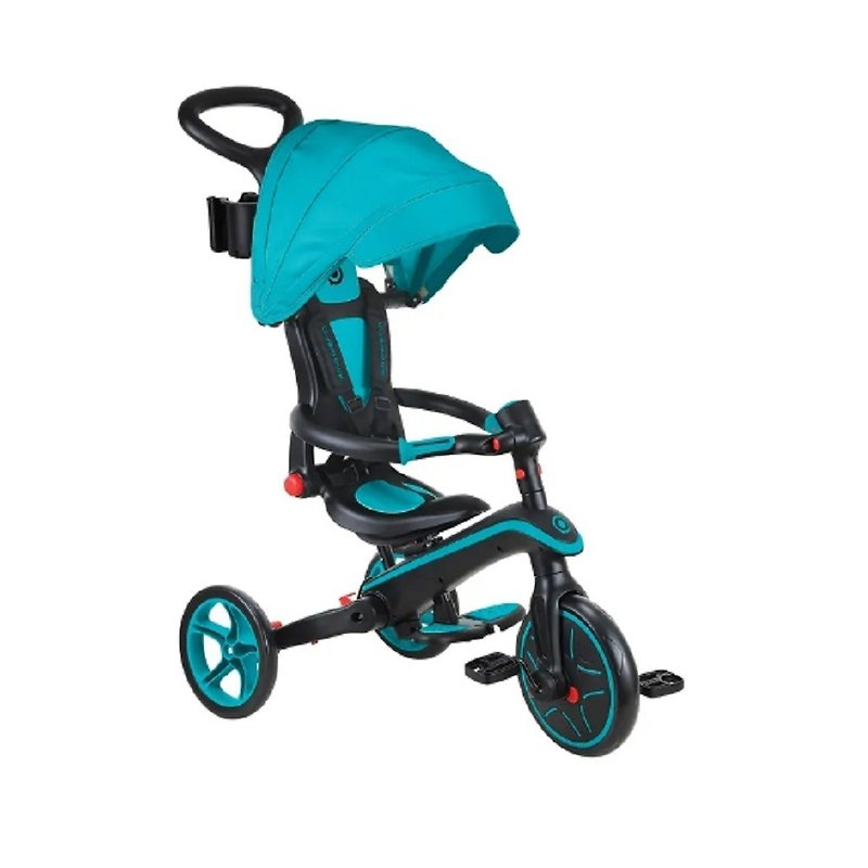 GLOBBER 4-in-1 Trike multifunctional 3-wheel stroller folding version - Morandi blue and Teal - รถเข็นเด็ก - วัสดุอื่นๆ สีน้ำเงิน