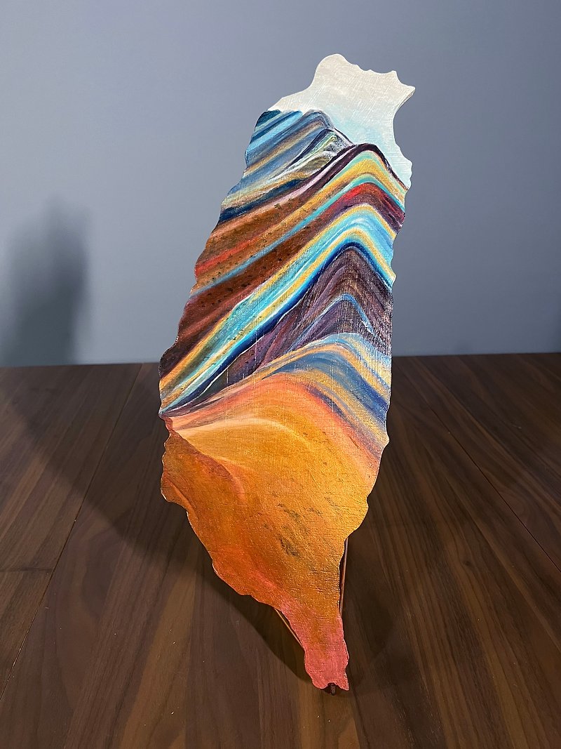 Taiwan Island Series Acrylic Painting-Rainbow Valley - Items for Display - Wood Blue