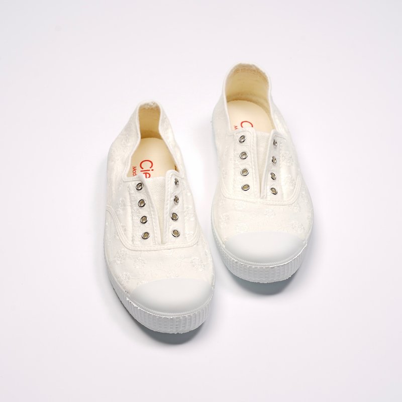 西班牙國民帆布鞋 CIENTA 70998 05 白色 提花布料 大人 - 女款休閒鞋 - 棉．麻 白色