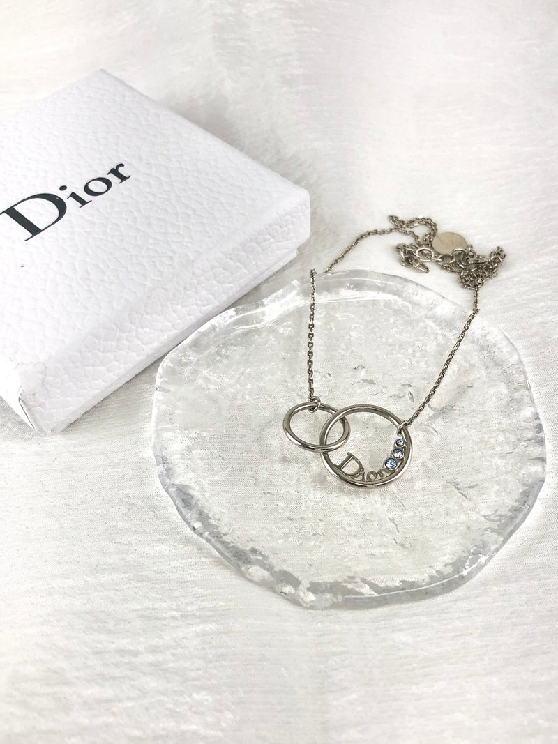 【 日本直送　名牌中古包 】Christian Dior クリスチャン ディオール ネックレス シルバー ロゴ サークル ストーン vintage bzvri3 - 項鍊 - 其他材質 銀色