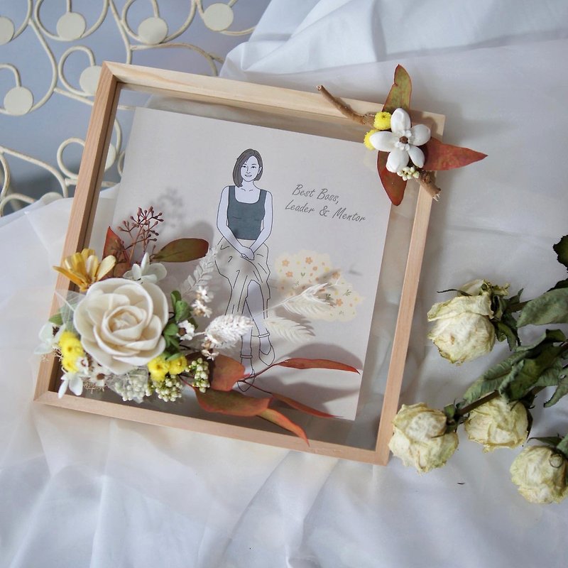 [Garden Lane Floral]Custom order-Non-withered flower frame x Xiyan painting - Dried Flowers & Bouquets - Wood 
