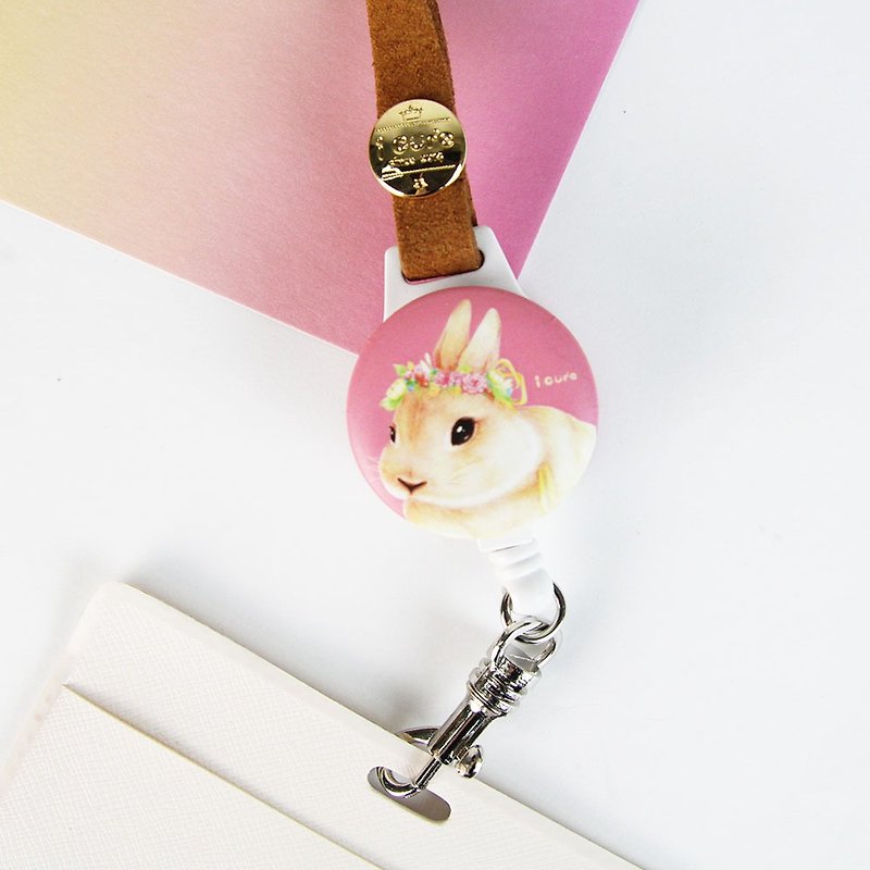 i good wearing telescopic card set - illustration Mao children / pastoral rabbit _ADH12 - ID & Badge Holders - Other Materials Pink