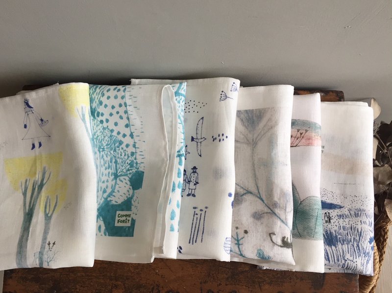 10% discount for purchase of three or more items/illustration series/designer independent printed linen towel - Handkerchiefs & Pocket Squares - Cotton & Hemp 