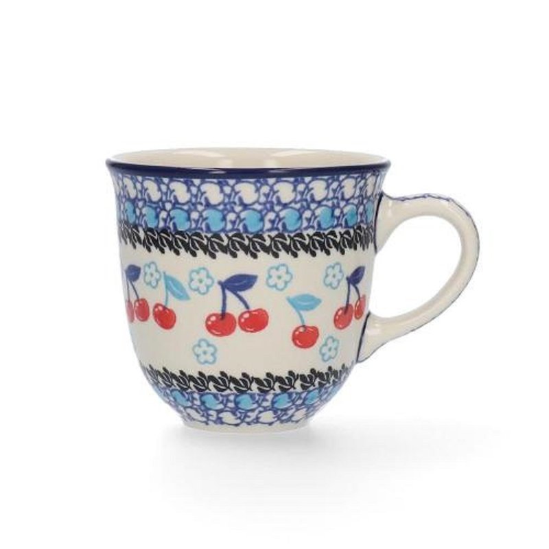 Polish Pottery Cherry Mug 340ml - Cups - Pottery Multicolor