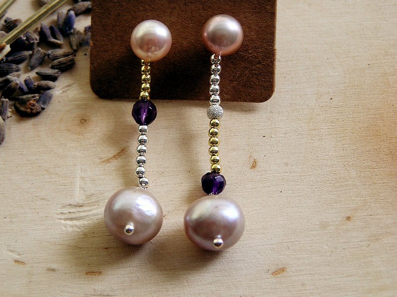 Spring Cherry Blossom Series 925 Sterling Silver Pink Purple Freshwater Pearl Earrings - Earrings & Clip-ons - Sterling Silver Purple