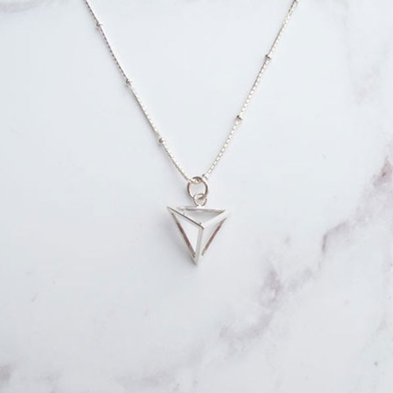 Big staff Taipa [handmade silver] three-dimensional triangular sterling silver necklace - สร้อยคอ - เงินแท้ สีเงิน