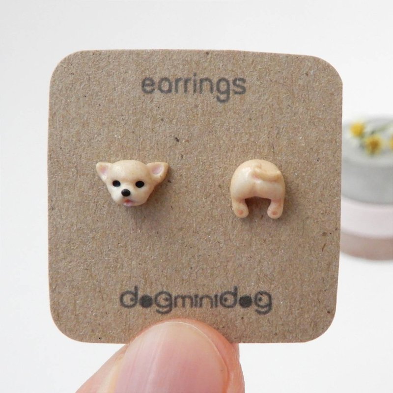 Chihuahua earrings with papercraft box for dog lovers. - Earrings & Clip-ons - Other Materials 