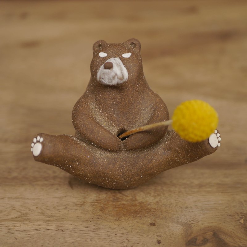 Little Bear Pottery Puppets | Black Bear Drying Flowers - Pottery & Ceramics - Pottery Brown