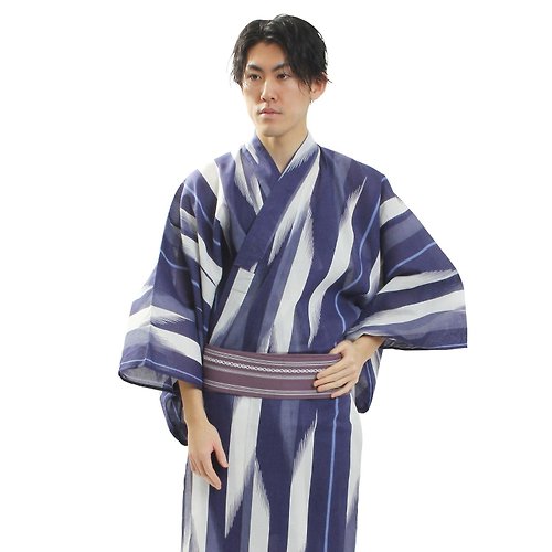 日本 和服 男 綿 浴衣 腰封 2 件 套組 3L size z31-103a yukata