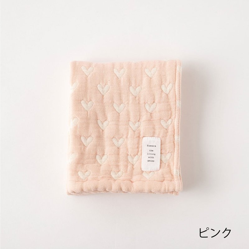 【日本fuwara六重紗毛巾】淺粉色愛心毛巾 - 毛巾/浴巾 - 棉．麻 粉紅色
