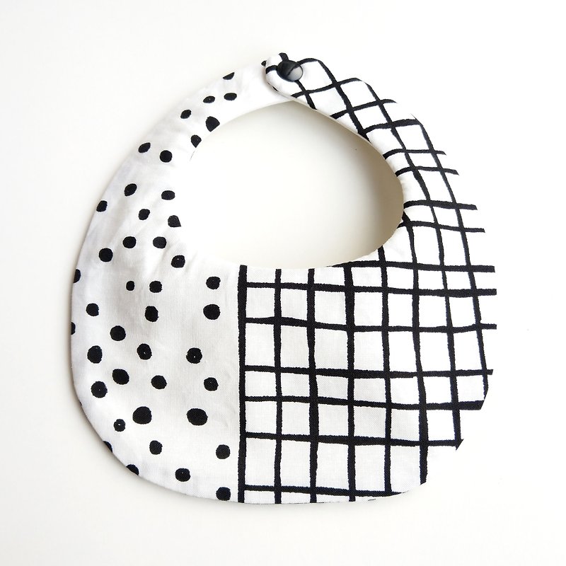 Six-layer yarn double-sided bib - Nordic white - dot x lattice - ผ้ากันเปื้อน - ผ้าฝ้าย/ผ้าลินิน 
