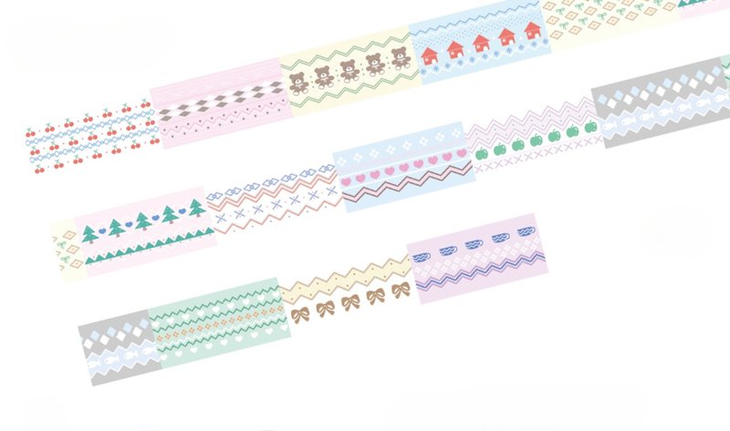小熊針織 超かわいい 模様 パターン 和紙膠帶 5米卷 - 紙膠帶/和紙/PET - 其他材質 多色