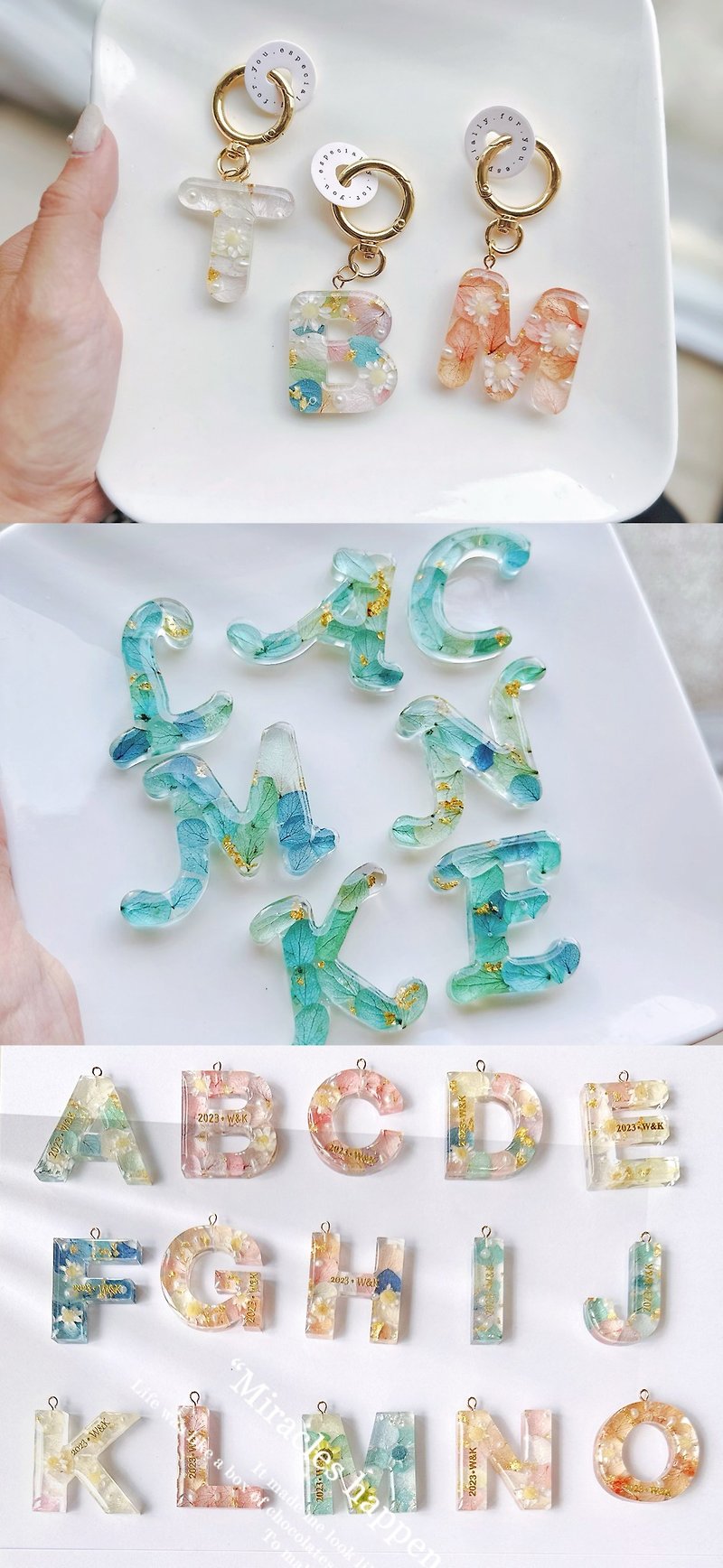 Customized products - 10 artistic fonts - Keychains - Resin 