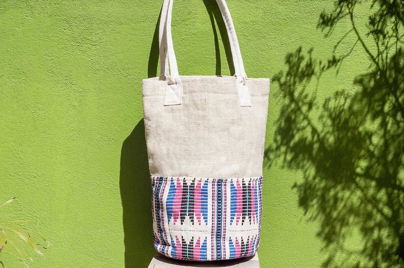 Hand-woven cotton Linen and lightweight package oblique backpack shoulder bag shoulder bag tote bag shopping bags - South Highway - กระเป๋าแมสเซนเจอร์ - ผ้าฝ้าย/ผ้าลินิน หลากหลายสี