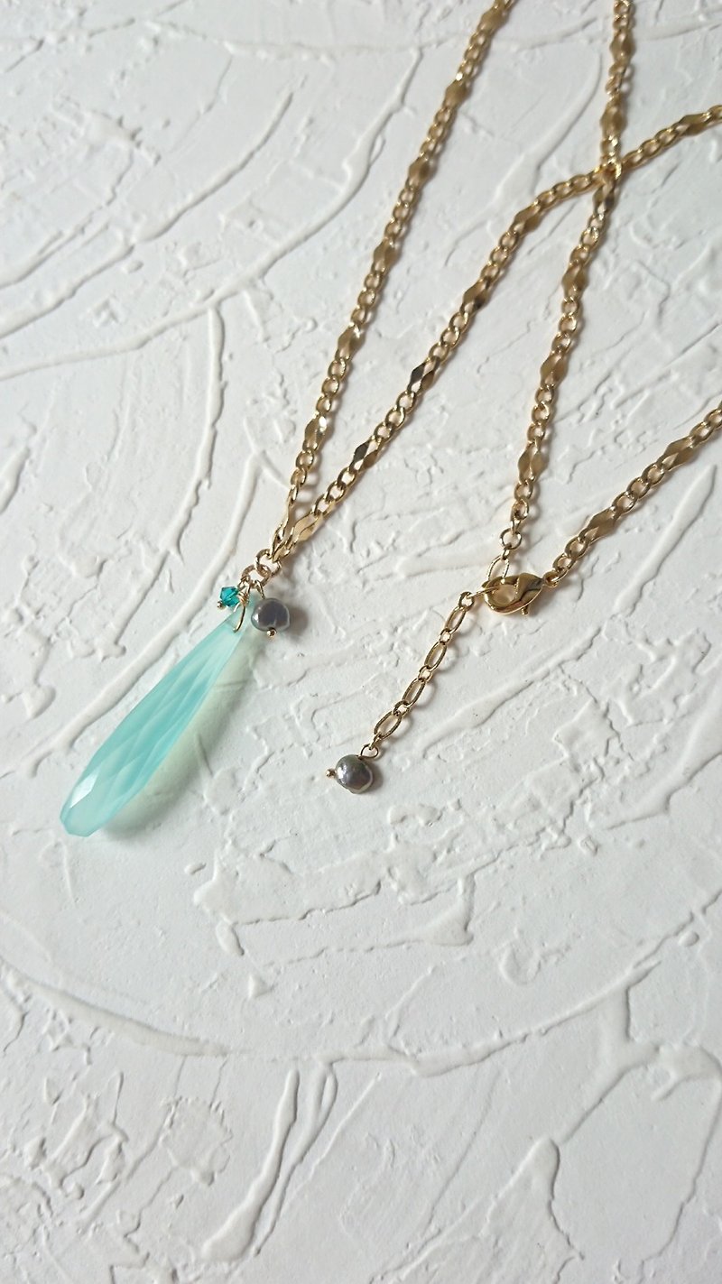 60cm Blue Jade Custom Necklace Area - Necklaces - Semi-Precious Stones Blue