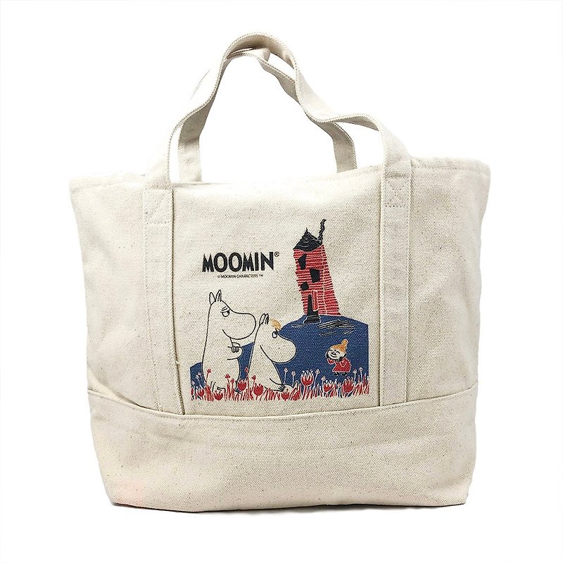 Moomin 噜噜米 authorized - Japanese large pocket bag (Ephedra), AE01 - กระเป๋าถือ - ผ้าฝ้าย/ผ้าลินิน สีน้ำเงิน