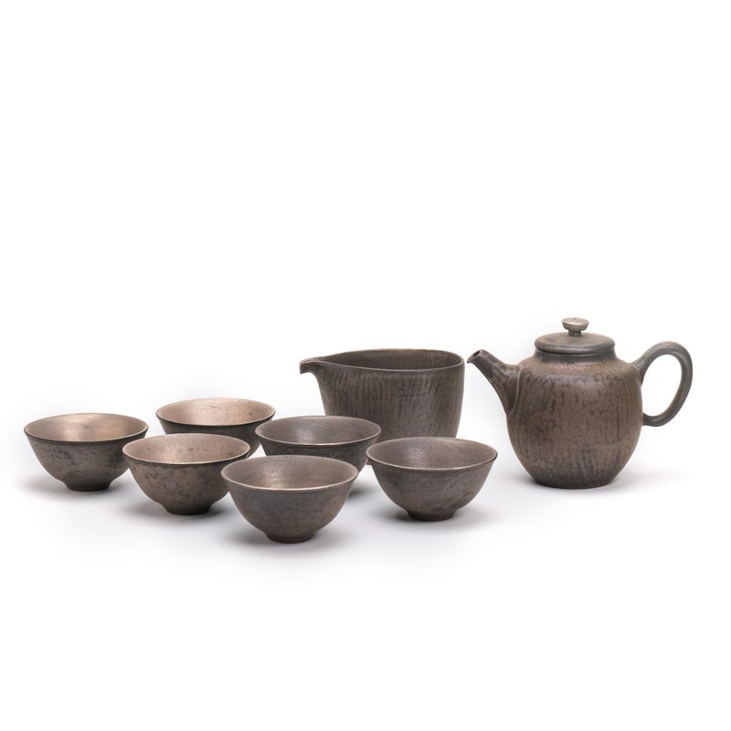 陶作坊 │ 佇在拓黑高壺8件禮盒組 - 茶壺/茶杯/茶具 - 陶 黑色