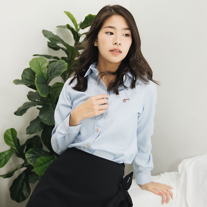 (SOLD) KOI FISH // blue // women long sleeves - Women's Shirts - Cotton & Hemp Blue