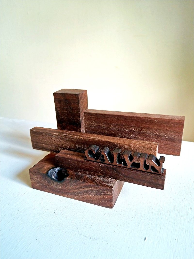 CL Studio [Modern and Simple-Geometric Style Wooden Phone Holder/Business Card Holder] N111 - ที่ตั้งบัตร - ไม้ สีนำ้ตาล