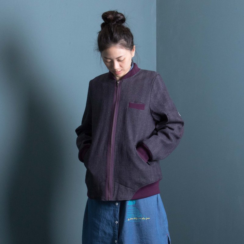 紫色の布のコートショートバージョン - ジャケット - コットン・麻 パープル