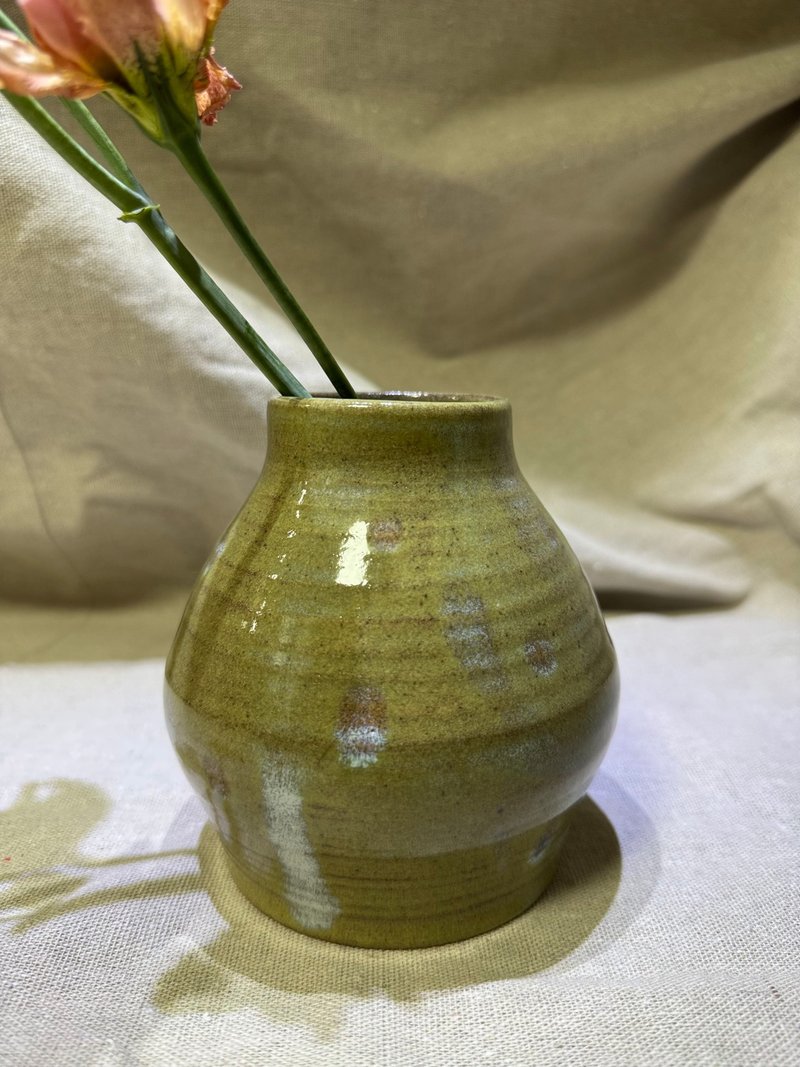 山茶綠釉小壺 - 花瓶/花器 - 陶 