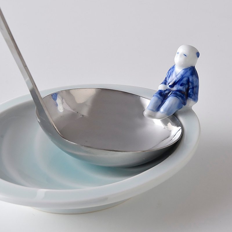 Blue and White Porcelain Idleman Soup Spoon Holder-Guanlin Kiln/Hot Pot/Tableware Rack